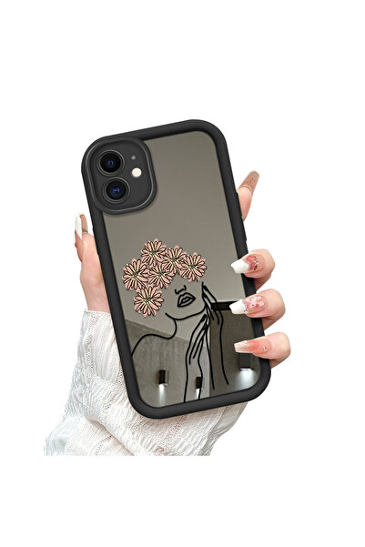 Hontinga حافظة هاتف متوافقة مع iPhone 11، حافظة سيليكون مضادة للانعكاس مع مرآ...