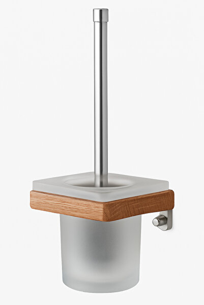 Vitrin Banyo Luxury Cypress Mounted Toilet Brush Chrome Brass Wood - Wood Chrome