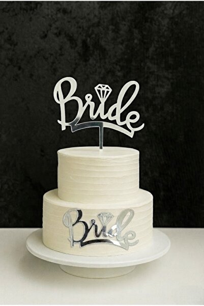 SırmalıHome Bekarlığa Veda Partisi İçin 2 Parça 'Bride' Yazılı Gümüş Pasta Üz...