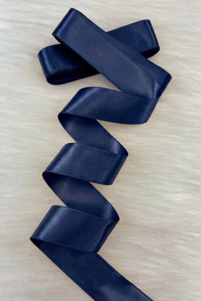 ZEYMERADE 4 Cm Lacivert Çift Taraflı Saten Kurdele 10 Metre, Bohça Çeyiz Özel...