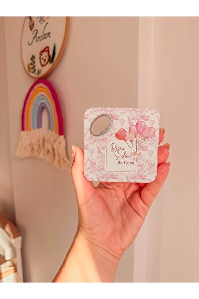 arslart Balonlu pembe temalı kişiye özel magnet açacak & bardak altlığı, hoş ...