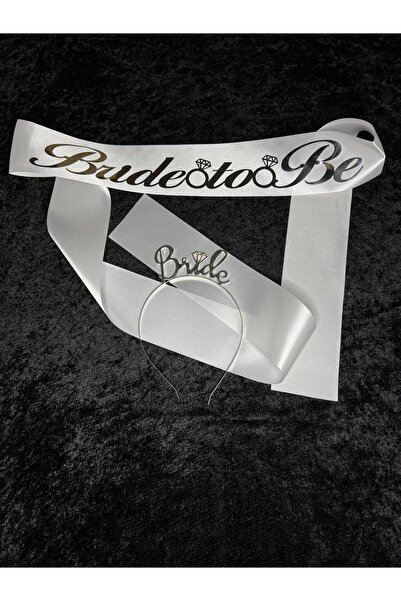 SırmalıHome 2 Parça Gümüş 'Bride To Be' Yazılı Beyaz Saten Kemer 'Bride' Meta...