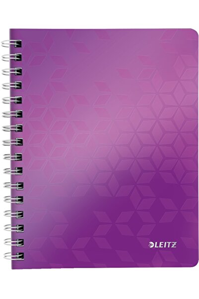 Leitz Caiet de birou WOW, PP, certificare FSC, reciclabil, A5, 80 coli, cu spira, matematica, mov