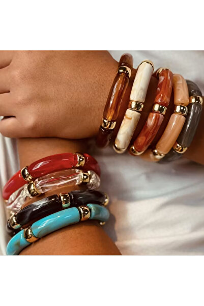 set.up Nine Types of Bone Model Resin Stone Adjustable Colorful Bracelet