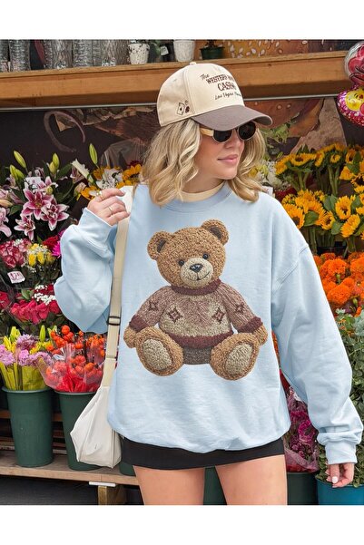 Aether Clothing Bear Printed Oversized Cut Long Sleeve Organic Cotton Sweatshirt