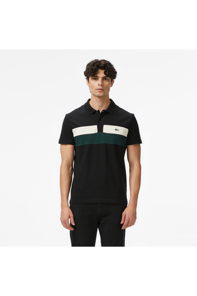 Lacoste Erkek Regular Fit Renk Bloklu Siyah Polo