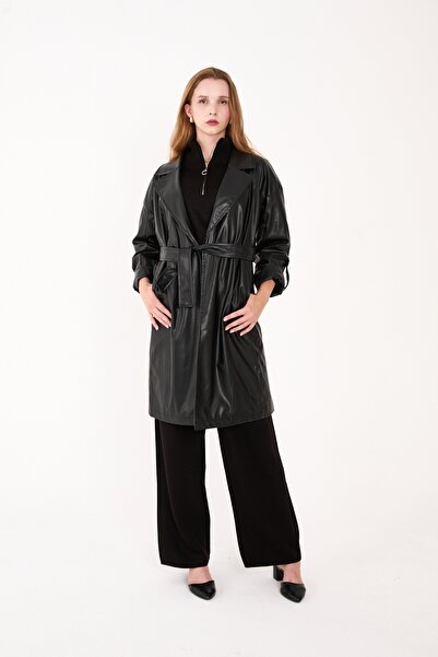 trender Women's Leather Coat and Jacket 3444 Black