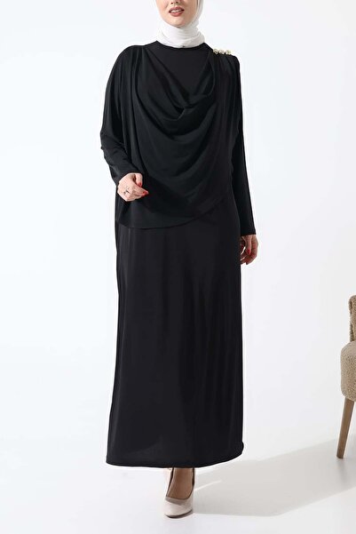 Sabr Μακρύ φόρεμα με λεπτομέρεια με κουμπιά ώμου Sandy ντραπέ