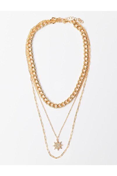 Jimmy Key Altın Rengi Yıldız Figürlü Üçlü Zincir Kolye