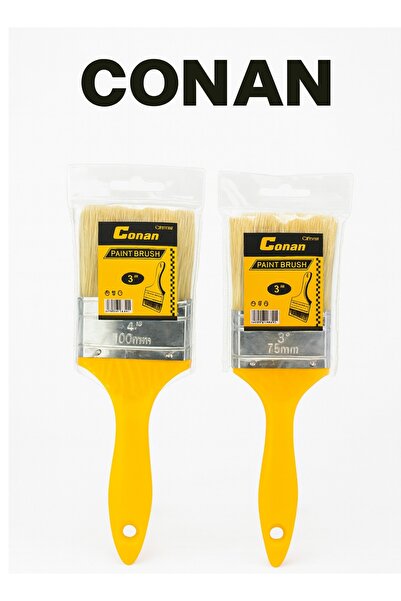 CONAN 2-Piece Paint Brush Set – 4" (100 mm) + 3" (75 mm) – Comfortable Handle...