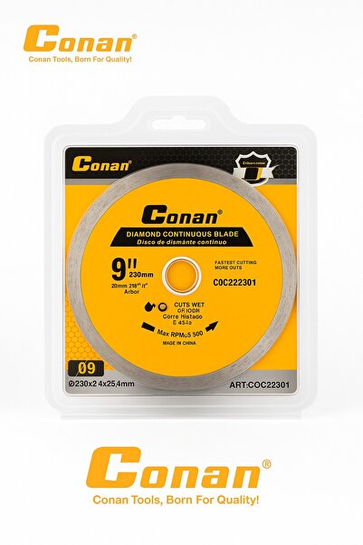 CONAN 9" Diamond Continuous Blade COC222301 – Wet & Dry Cutting Disc, 6600RPM Max Speed for Concre