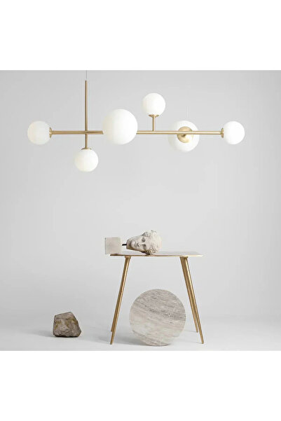 NZL Lighting Iso Beyaz Opal Camlı Ledli Sarkıt Avize Yemek Odası Avize