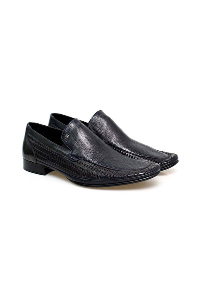 FRANCO CALVANI Dark Blue Color Laceless Genuine Leather Men's Shoes