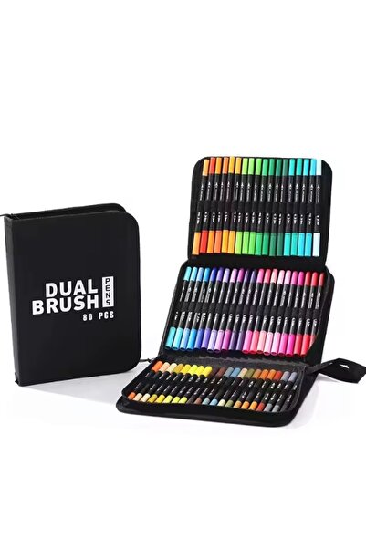 Modellino 24-36-48-60-80-100-120 Dual Tip Brush and 0.4 Fine Tip Dual Brush Pens Felt Tip Art Marker with Bag