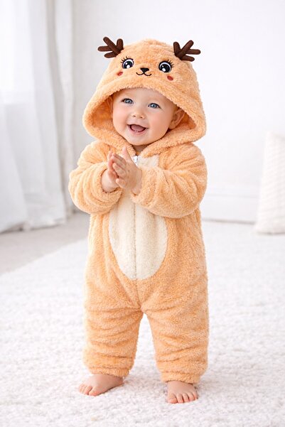 Chicsy Baby بذلة أطفال من القطيفة على شكل غزال بغطاء رأس من Sweet