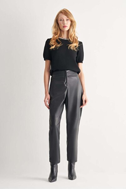 UTOPIAN Yüksek Bel Deri Pantolon