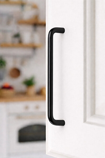 BERFİNO 5'li Siyah U Kulp 192 mm – Modern & Minimal Mobilya Kulpu (5’li Paket...