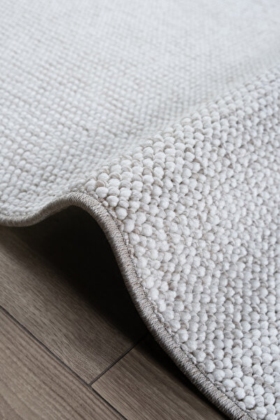 Lexa Bej Yumuşak Bukleli Halı İskandinav Dokuma Modern Bohem Salon Koridor Ot...