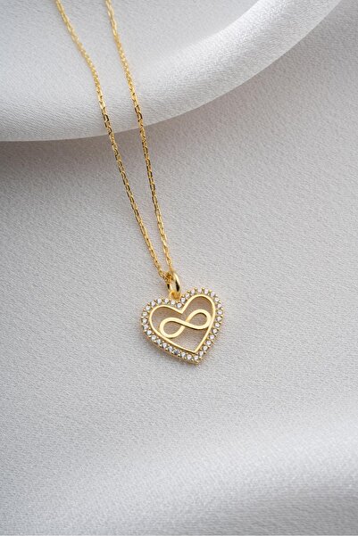 Two Arts Kadın 925 Ayar Gümüş Kalp İçinde Sonsuzluk Kolye Zirkon Taşlı | 14K ...