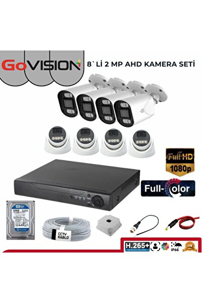 Go Vision 8 KAMERALI 5MP LENS 1080P FULLHD, WARMLED, FULLCOLOR, SU GEÇİRMEZ 8...