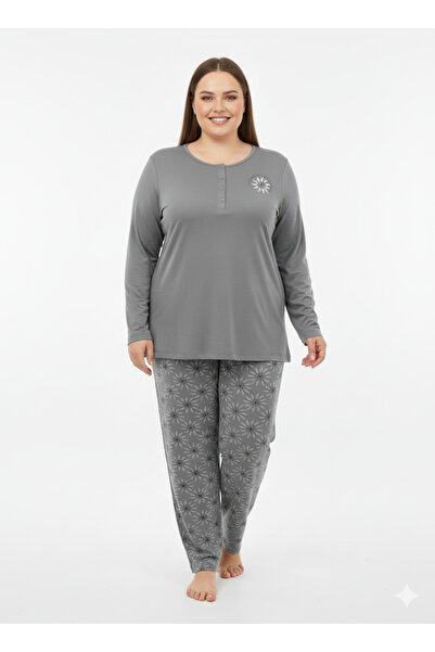 AYPERİ Viscose Combed Cotton Plus Size Pajama Set