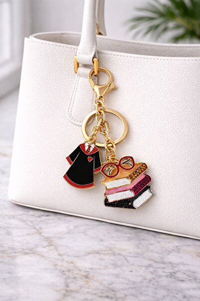 Modex Ochelari galben auriu Detaliu stilou Cărți cu pietre Accesoriu pentru geantă Breloc