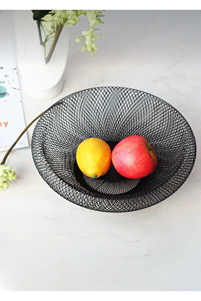 CEZVE HOME Black Modern Metal Wire Fruit Bowl Decorative Presentation Basket