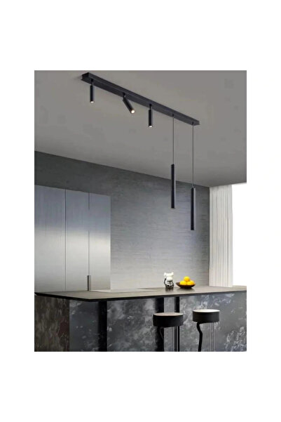 NZL Lighting Mion Siyah Led Spotlu Boru Sarkıt Avize Yemek Odası Avize