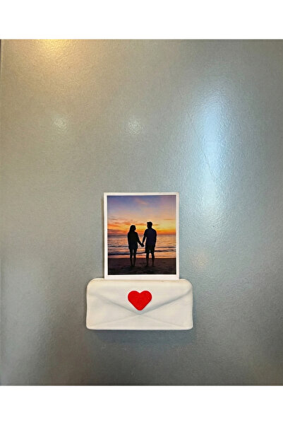 GSK Mektuplu Fotoğraf Stand Magneti | Kalp Detaylı Zarf Tasarım Fotoğraf Tutu...