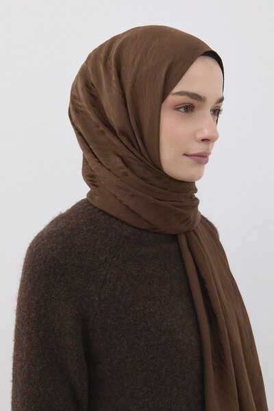 Nihan Logo Desen Naia Pamuk Şal Kahve