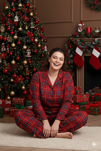 ELİTOL Set de pijamale de Anul Nou Curve din piele intoarsita