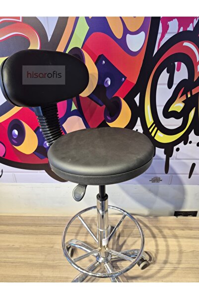 MEGASİT Tekerlekli Kasiyer Sandalyesi Krom Ayak Bar Taburesi Tekerli Hekim Ko...