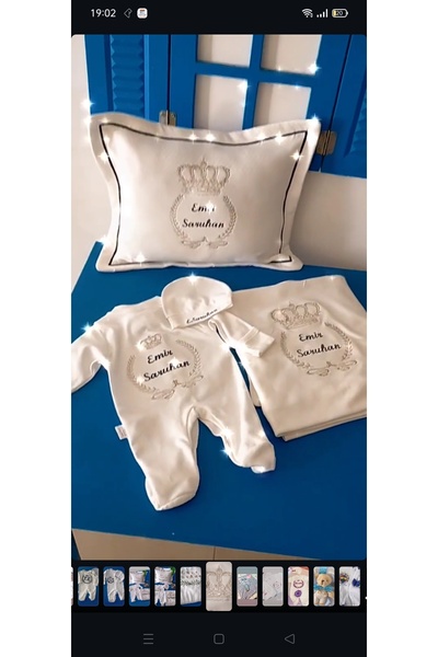 YASEMİNCE TASARIMLAR Bebek nakış isimli tulum battaniye yastık