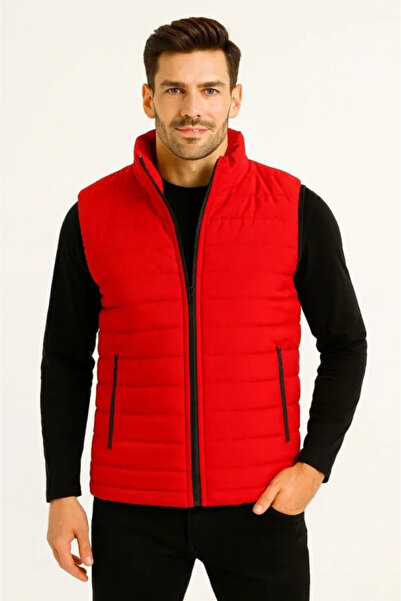 yonca aksesuar Men's Puffer Zippered Vest Water Repellent Quilted Lined Fabri...