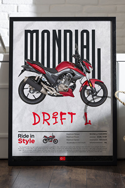 Duvarda Αφίσα Mondial Drift L με μαύρο ξύλινο πλαίσιο, διακοσμητικός πίνακας ...