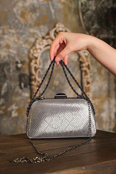 ROZA CANTA Platinum Honeycomb Chain Strap Hand Shoulder Evening Dress Formal Evening Bag