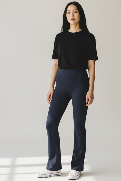 lae linalp Women's High Waist Spanish Flare Leggings |   Ribbed, Winter and Stretchy Fabric