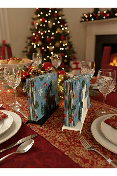 homee Christmas Themed Deer Figured Napkin Holder Set of 2 (Black & White) Decorative Table Accessory