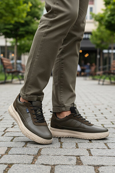 MARCOMEN Scootland 152-22487 Genuine Leather Memory Foam Khaki Men's Casual Shoes