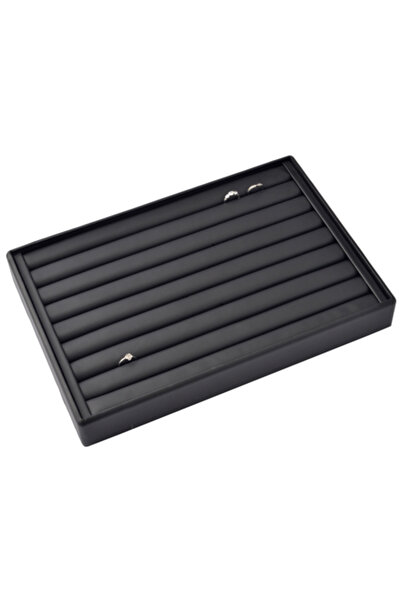 Cufarul cu margele Display Tray 8 Rows for Rings Black Leather 35x24x5cm