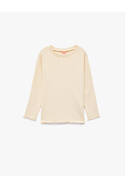 Koton guler rotund Tricou cu mânecă lungă din bumbac basic cu detaliu cu volane