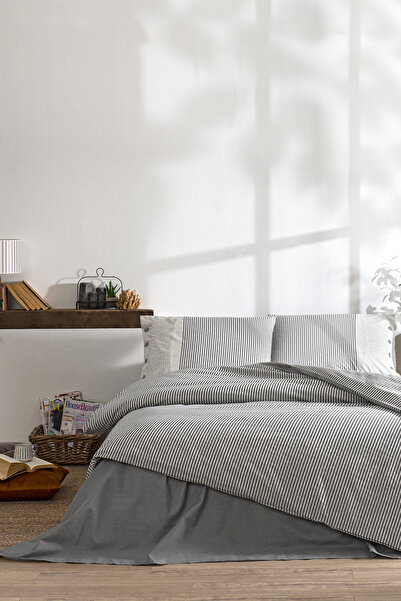 Özdilek Φυσική Σειρά Μεγάλο μέγεθος Σετ παπλωματοθήκης Γκρι