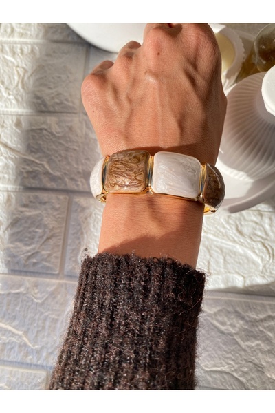 Atelier Licia Marble Patterned Colorful Enamel Cuff Bracelet – Gold Plated St...