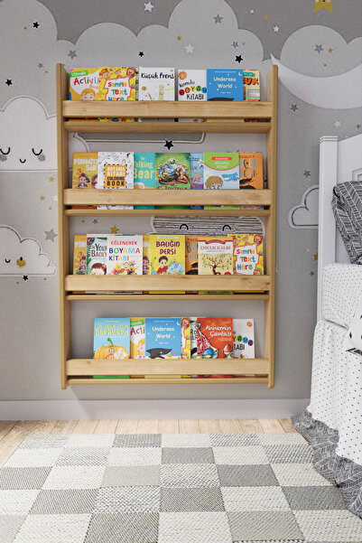 Orion Mobilya Montessori 4 Raflı Mdf Çocuk Kitaplığı 120*80 cm - Safir Meşe