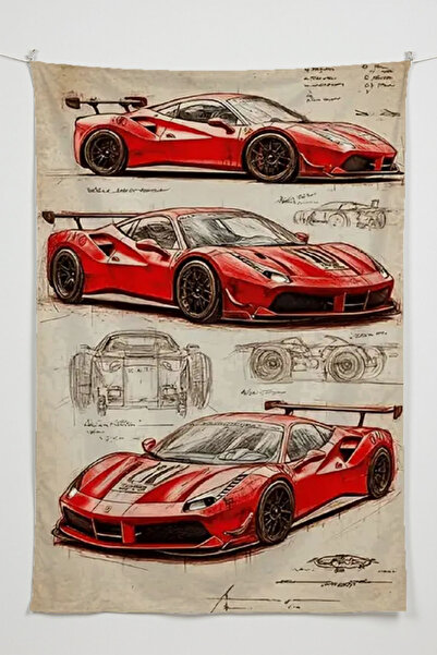 RUGRUMBA غطاء جداري للاعبين - بتصميم سيارات، قماش عالي الجودة، سجادة جدارية