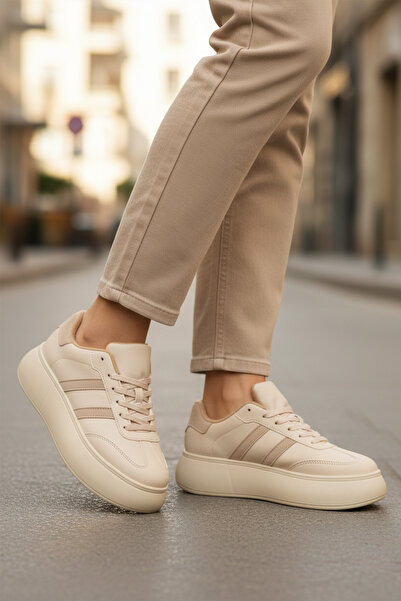 AYAKMOD Dvs-01 Lace-Up Beige Women's Sports Shoes
