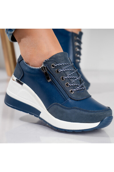 ANGEL BLUE Pantofi sport damă bleumarin din piele Bilon, mărimea 39