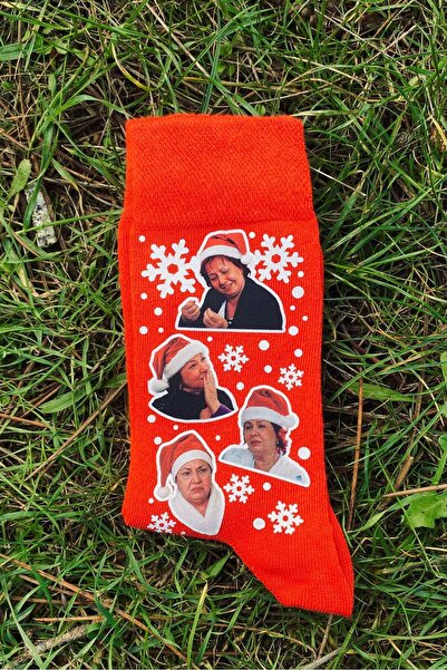 Namgo Yılbaşı Özel Hayriye Yaprak Dökümü Kırmızı Bambu Dikişsiz Çorap