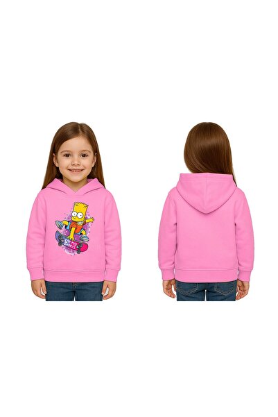 SEDİRLİ Унисекс детска суитшърт с качулка и принт на Симпсън, с 3-редова ребр...