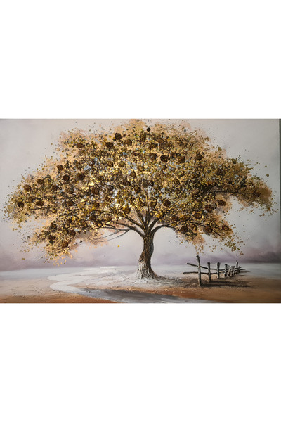 OEM Tablou 3D in relief, pictat pe panza, cu rama din lemn, Copacul Vietii